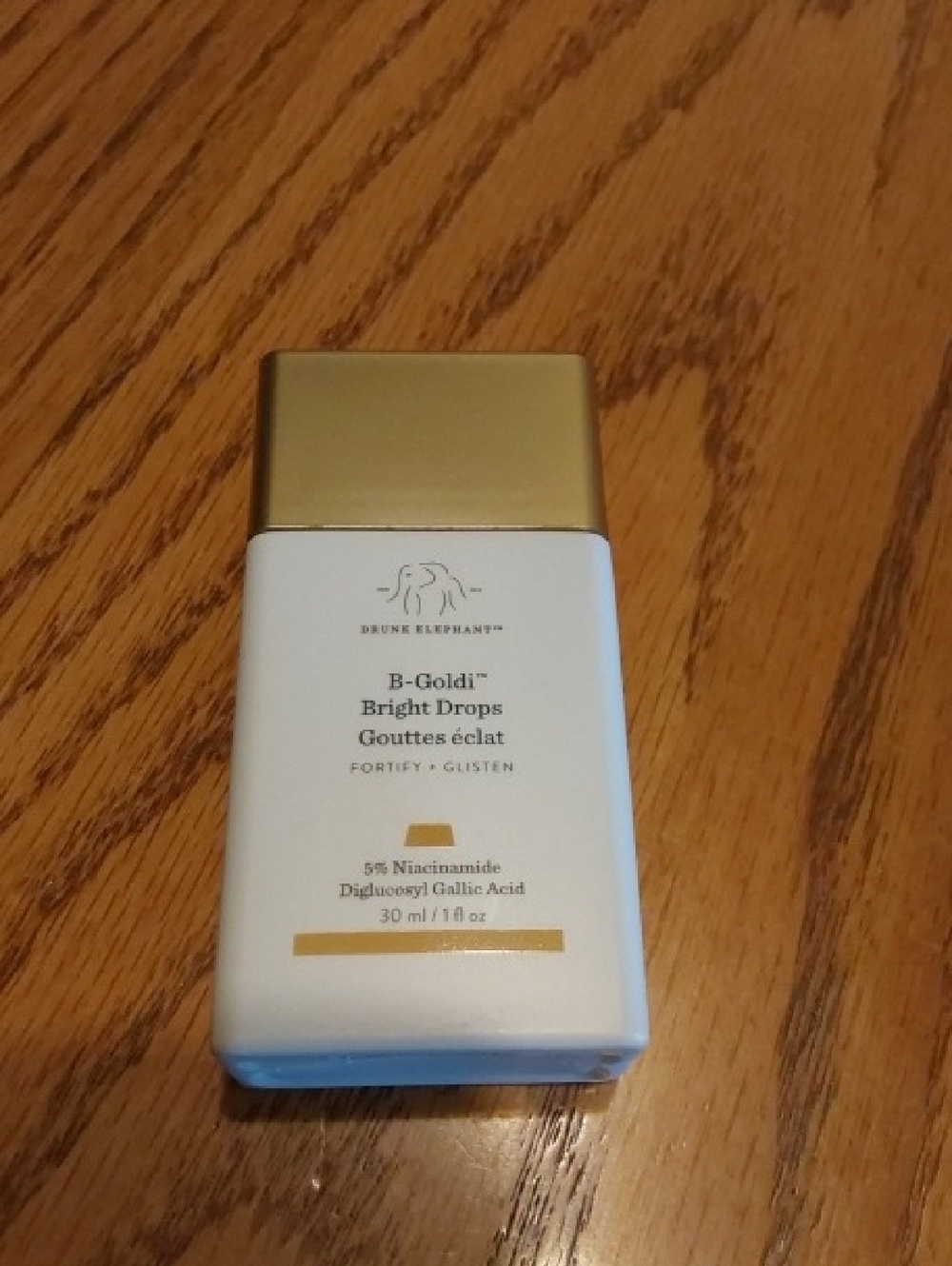 Drunk Elephant B-Goldi Bright Drops - Gold and White Bottle